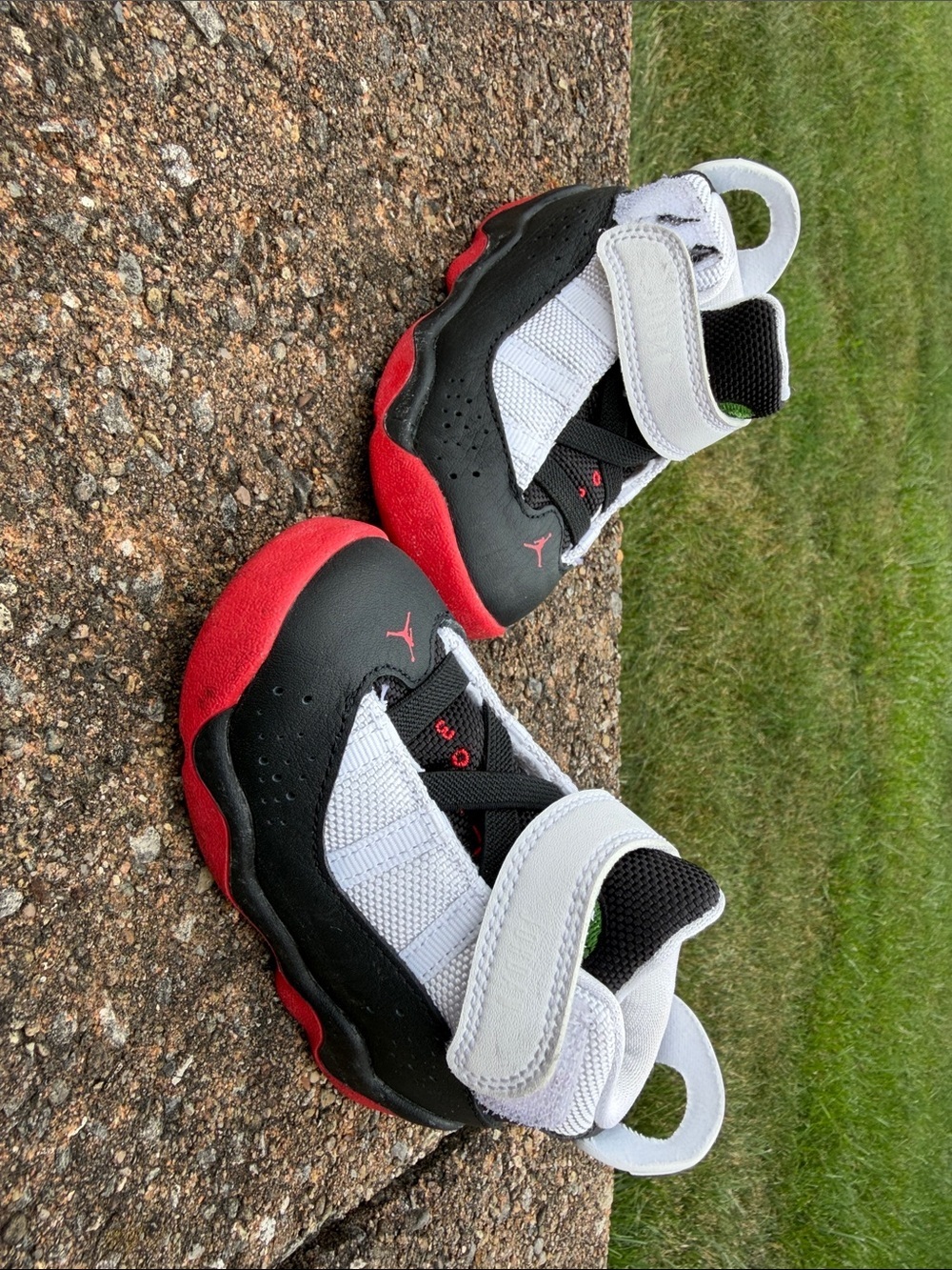 Jordan Kids' Black/White/Red Basketball Sneakers with Strap